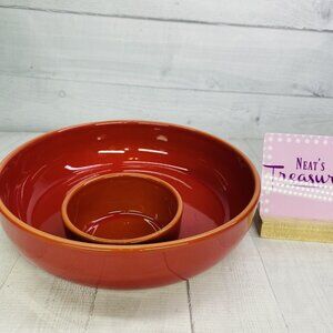 Southern Living CATALINA Terracotta Red 10.25" Vegetable Chip & Dip Serving Bowl